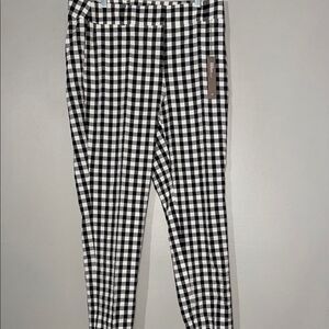 Ann Taylor Black and White Checkered Ankle Pants